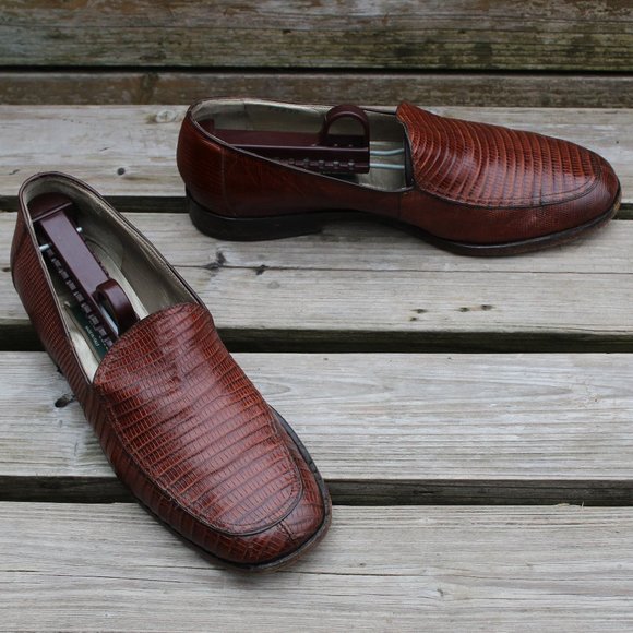 Vintage Cole Haan Brown Lizard Skin Loafers, Women's 9 B, Made in Italy, EUC - Picture 1 of 12